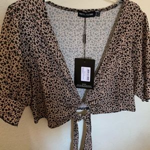 Brown leopard ring crop top